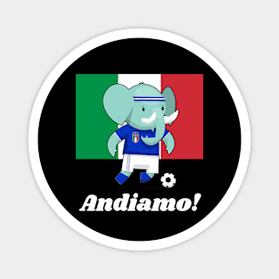 ⚽ Italy Football, Cute Elephant Kicks Ball, Andiamo! Team Spirit Magnet